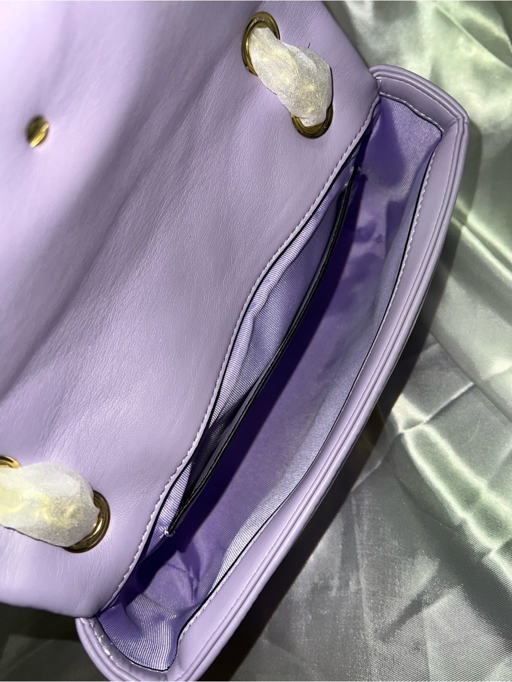 Lavender Quilted Shoulder Bag with Gold GG Accent - Picture 5 of 5